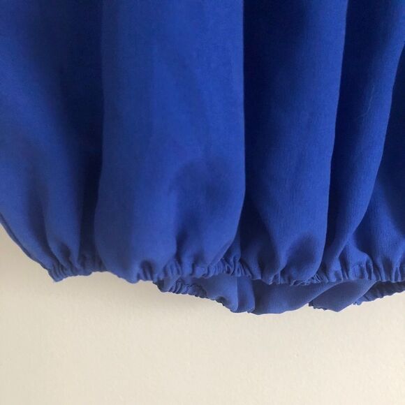 Cynthia Steffe Gathered Top Blue Polyester Size XS - Picture 3 of 7